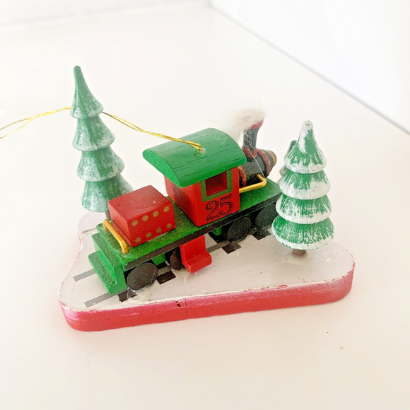 Vintage Roman Evergreen Express Wooden Christmas Train Ornament 1986 - Picture 3 of 8